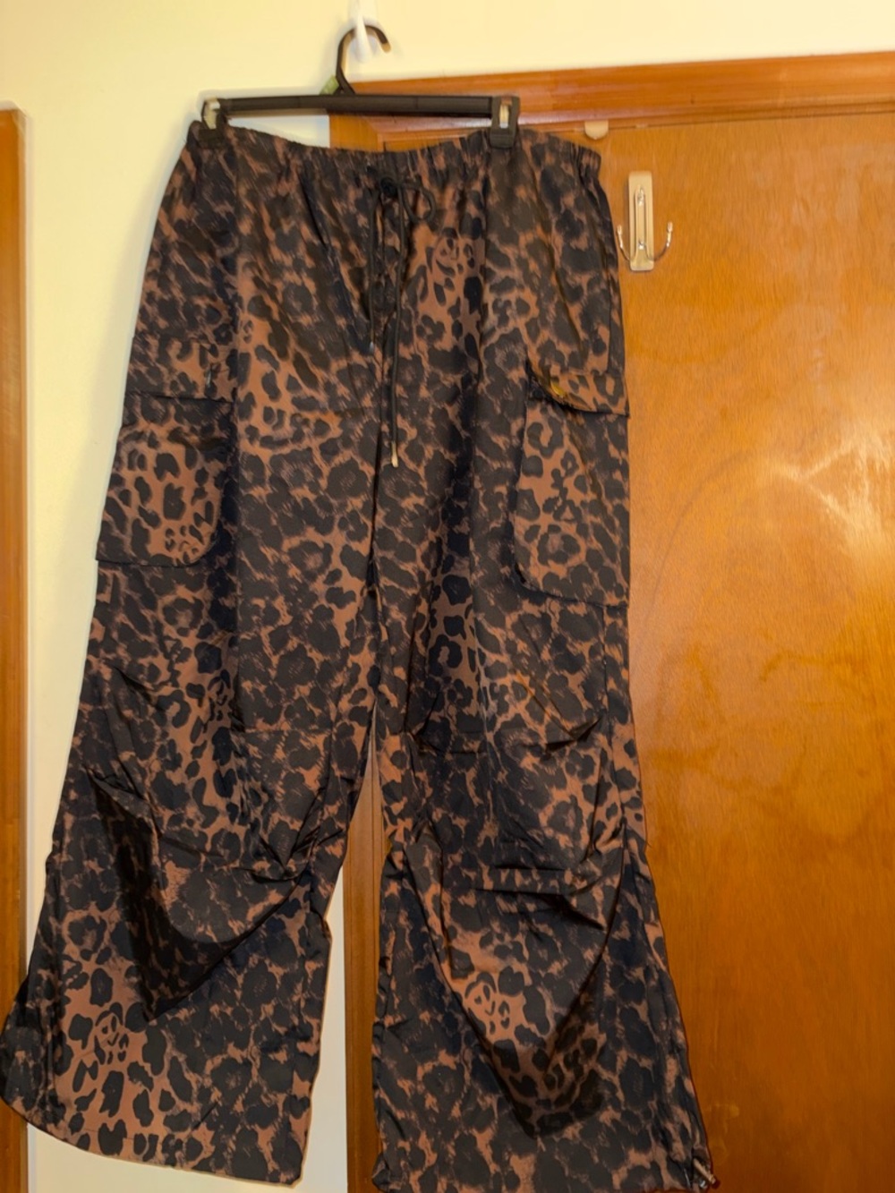 SHEIN Brown and Black Wide-Leg Leopard Cargo Pants
